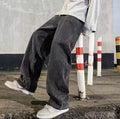 Korean Style Streetwear New Fashion Baggy Casual Men Jeans High Street Harajuku  Denim Trousers Men Brand pants Black grey Blue