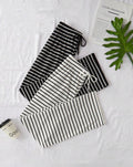 2pcs Women Casual Knit Striped Print Drawstring Waist Lounge Cozy Pants Set, Fall Winter Clothes
