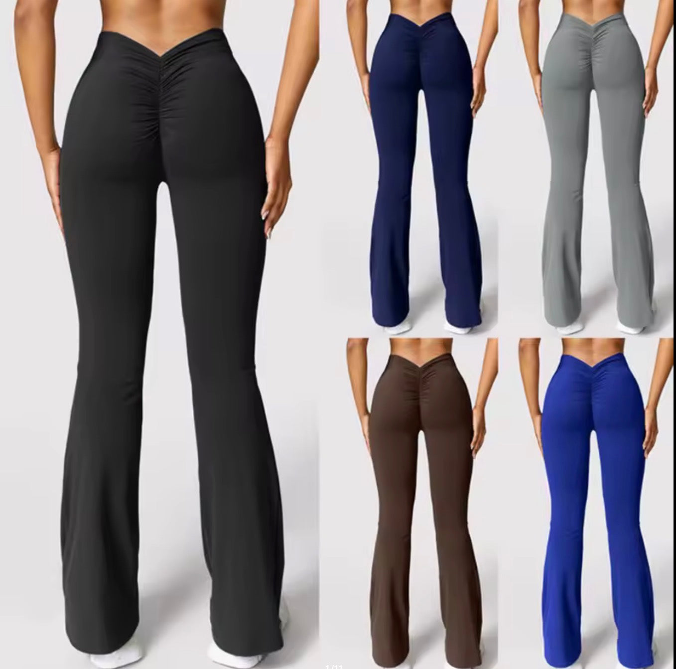 Fashion Micro Horn Leggings Women V-back Waist Sports Pants High Waist Push Up Butt Gym Pants Solid Slim Casual Leggings