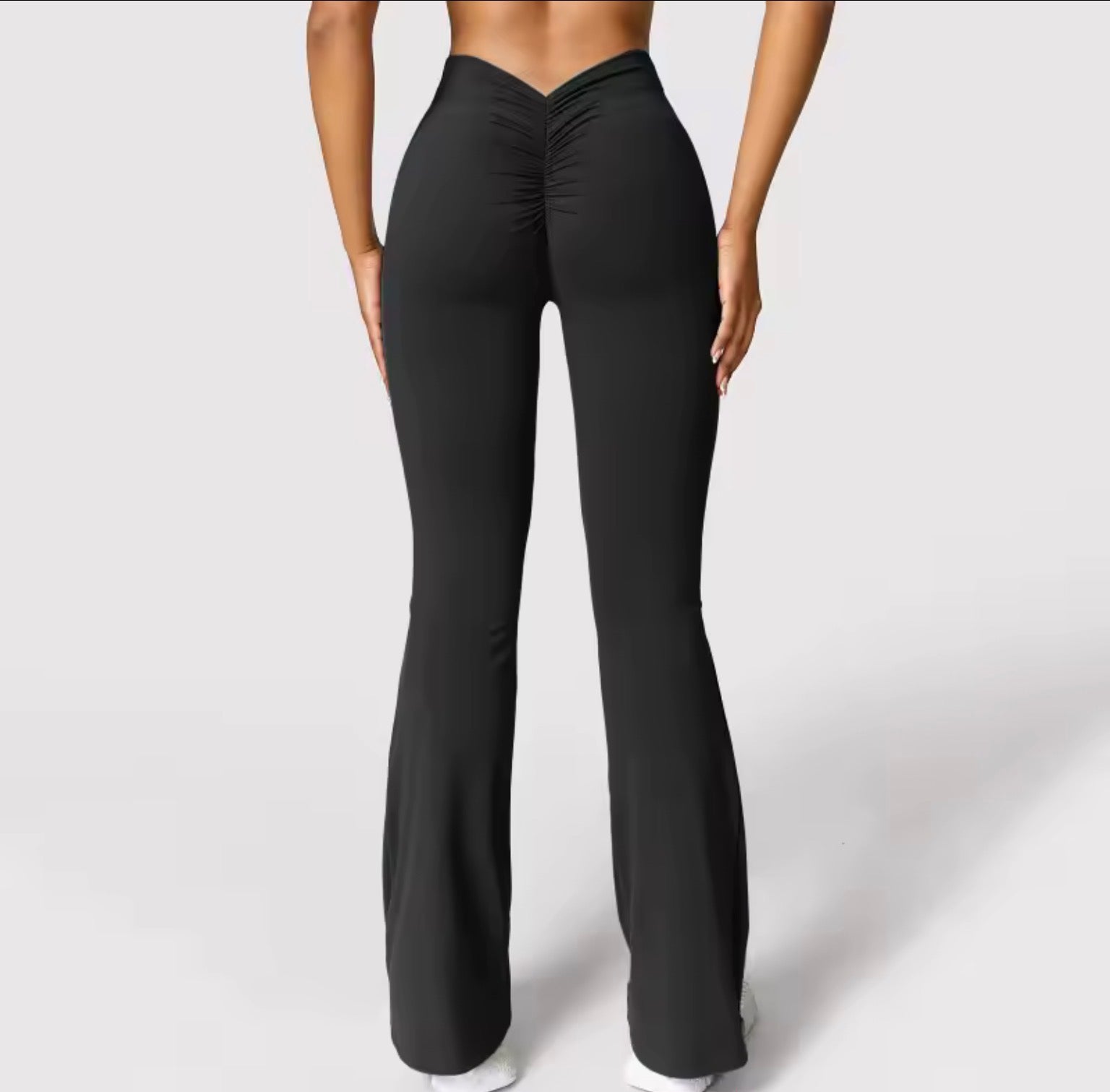 Fashion Micro Horn Leggings Women V-back Waist Sports Pants High Waist Push Up Butt Gym Pants Solid Slim Casual Leggings