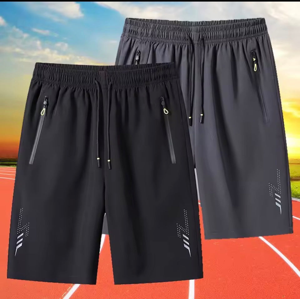 Summer Men's Shorts Cool Sportswear Running Sport Shorts Casual Bottoms Gym Fitness Training Jogging Short Pants Men Black Gray